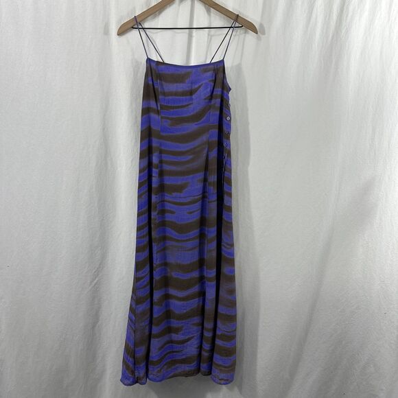 Samsoe Samsoe Annah Iris Tide Strappy Side Button Midi Dress Womens Size S - Picture 1 of 13